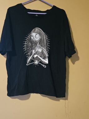 Disney Black Short Sleeve Tee with Monochrome Sally Portrait